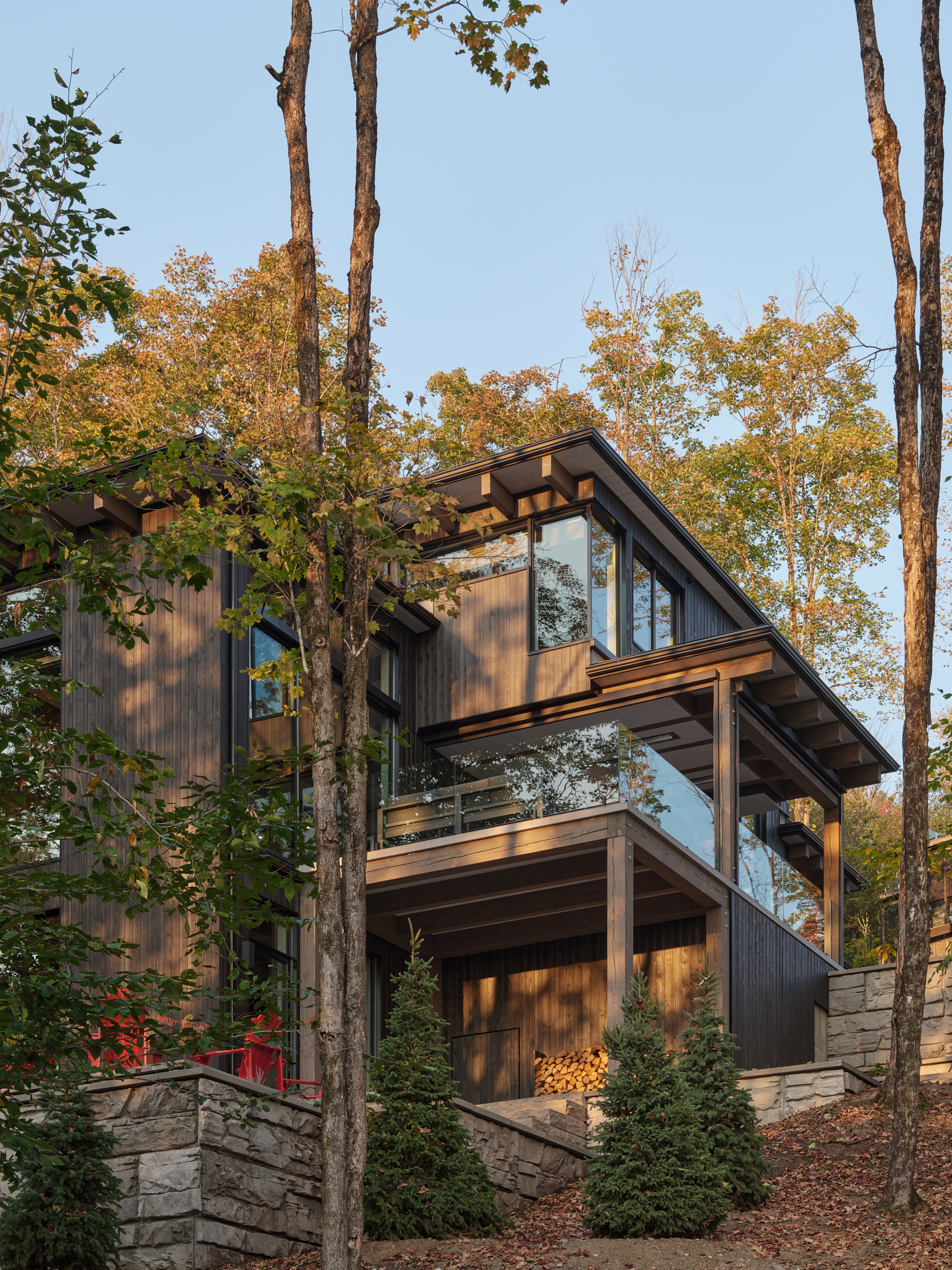 Chalet Rimling Mont-Tremblant -  Poutres et poteaux